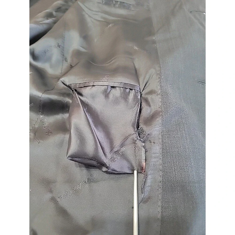 Ermenegildo Zegna Mens Charcoal Gray Jacket Wool and Silk 42R Italian Saks Fifth